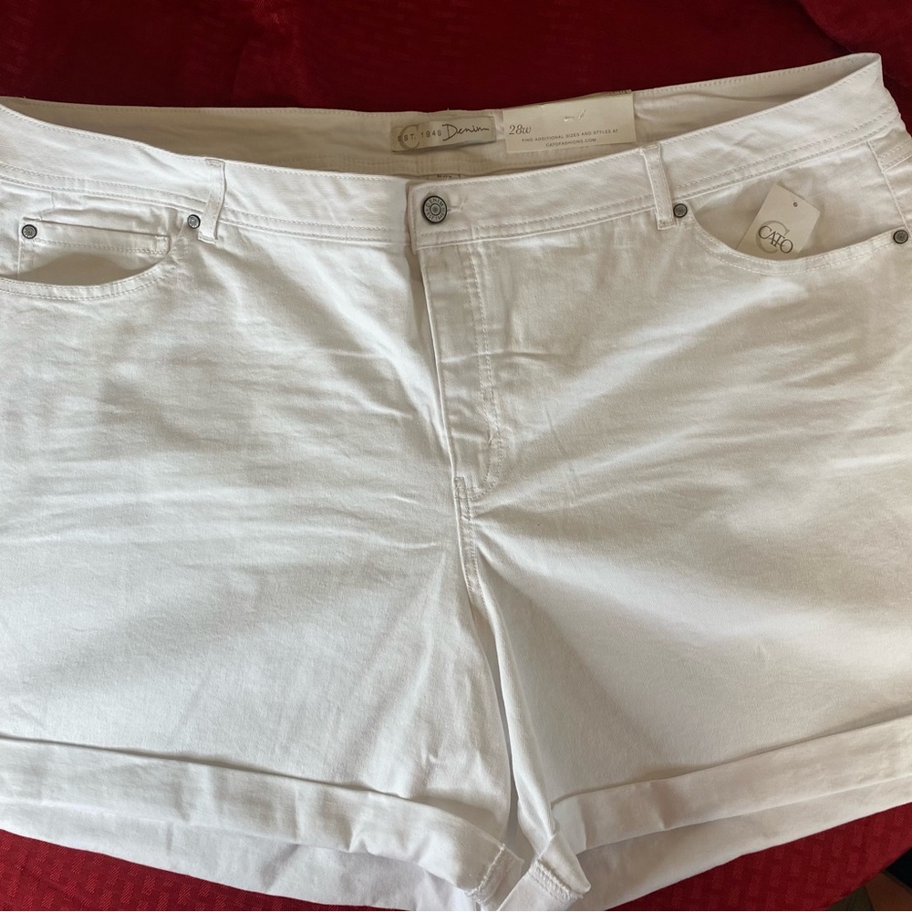 Cato Plus Size: 28W White Denim Women's Shorts